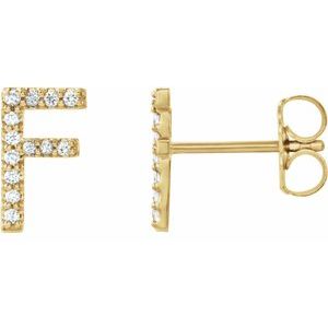14K Yellow Gold .05 CTW Natural Diamond Initial F Earring