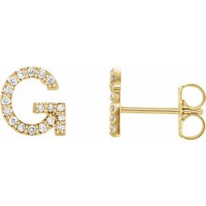 14K Yellow Gold .06 CTW Natural Diamond Initial G Earring