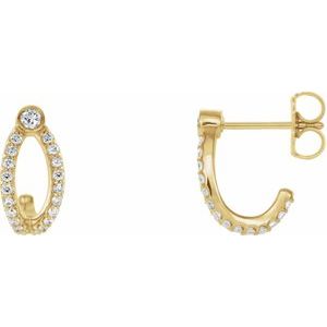 14K Yellow Gold 1/3 CTW Natural Diamond J-Hoop Earrings