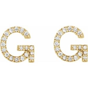 14K Yellow Gold 1/8 CTW Natural Diamond Initial G Earrings – image 2