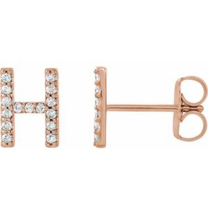 14K Rose Gold .05 CTW Natural Diamond Initial H Earring