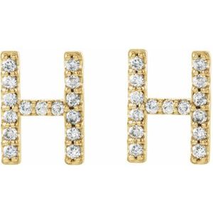 14K Yellow Gold 1/8 CTW Natural Diamond Initial H Earrings