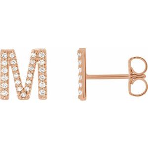 14K Rose Gold .07 CTW Natural Diamond Initial M Earring
