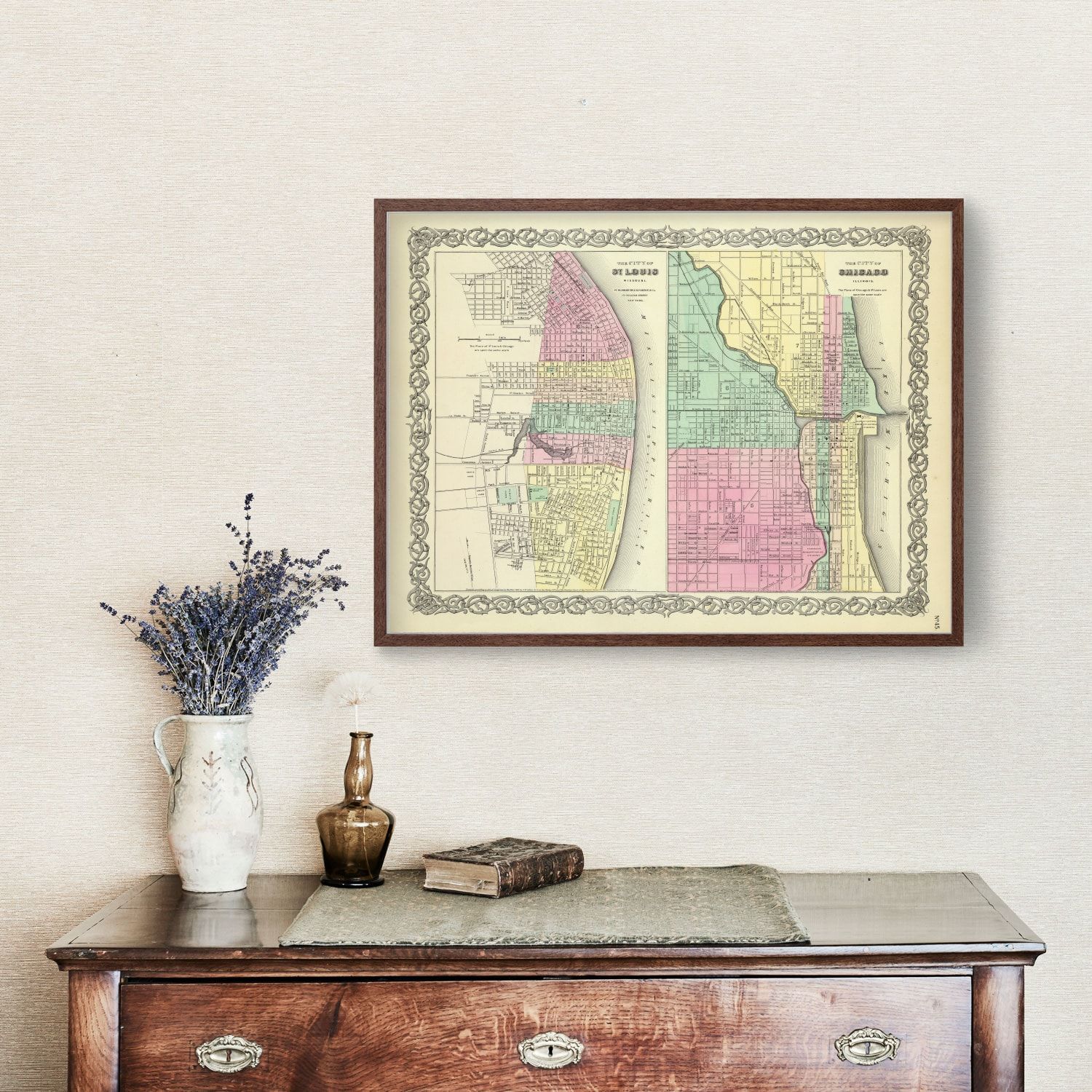 Vintage Map of Chicago, Illinois 1856