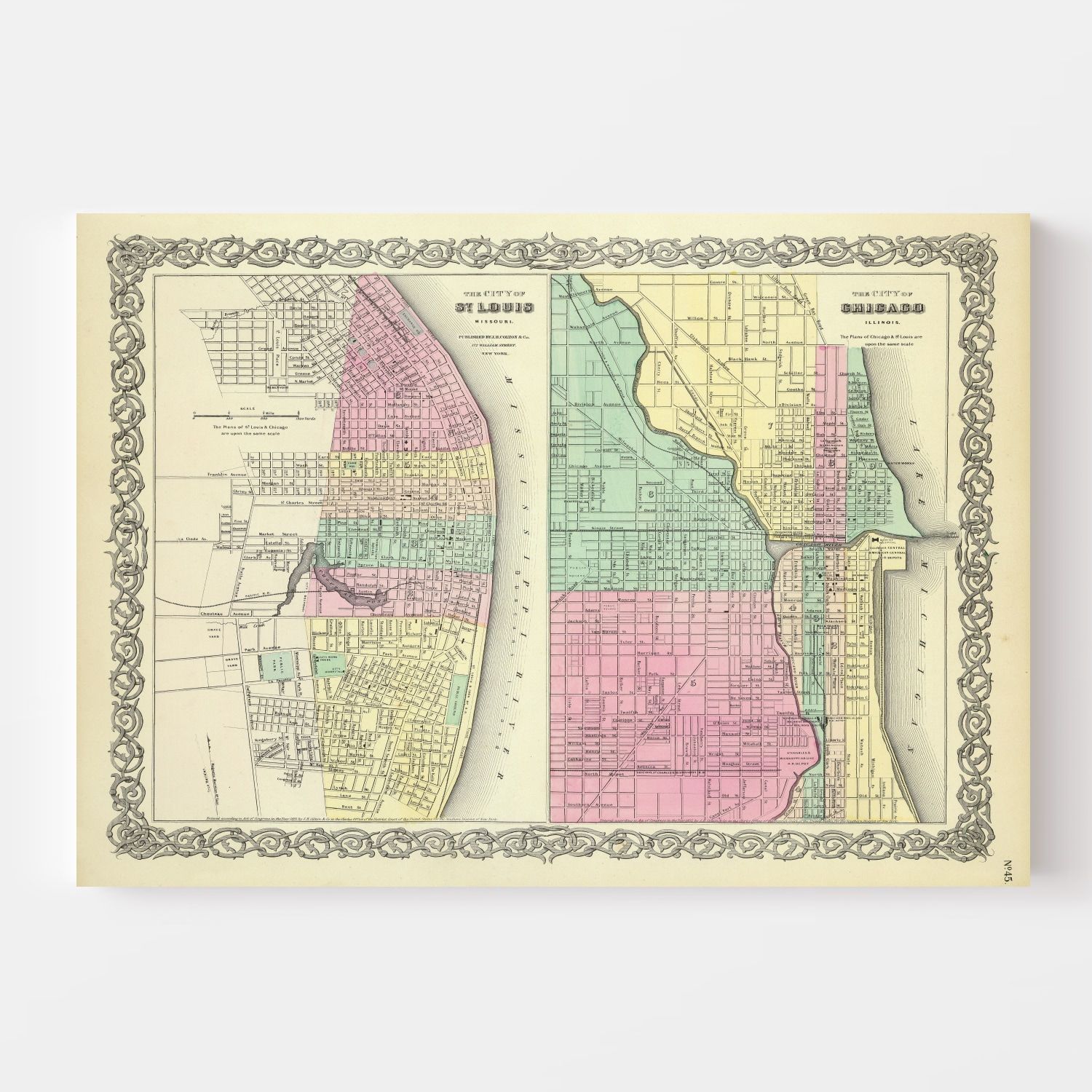 Vintage Map of Chicago, Illinois 1856