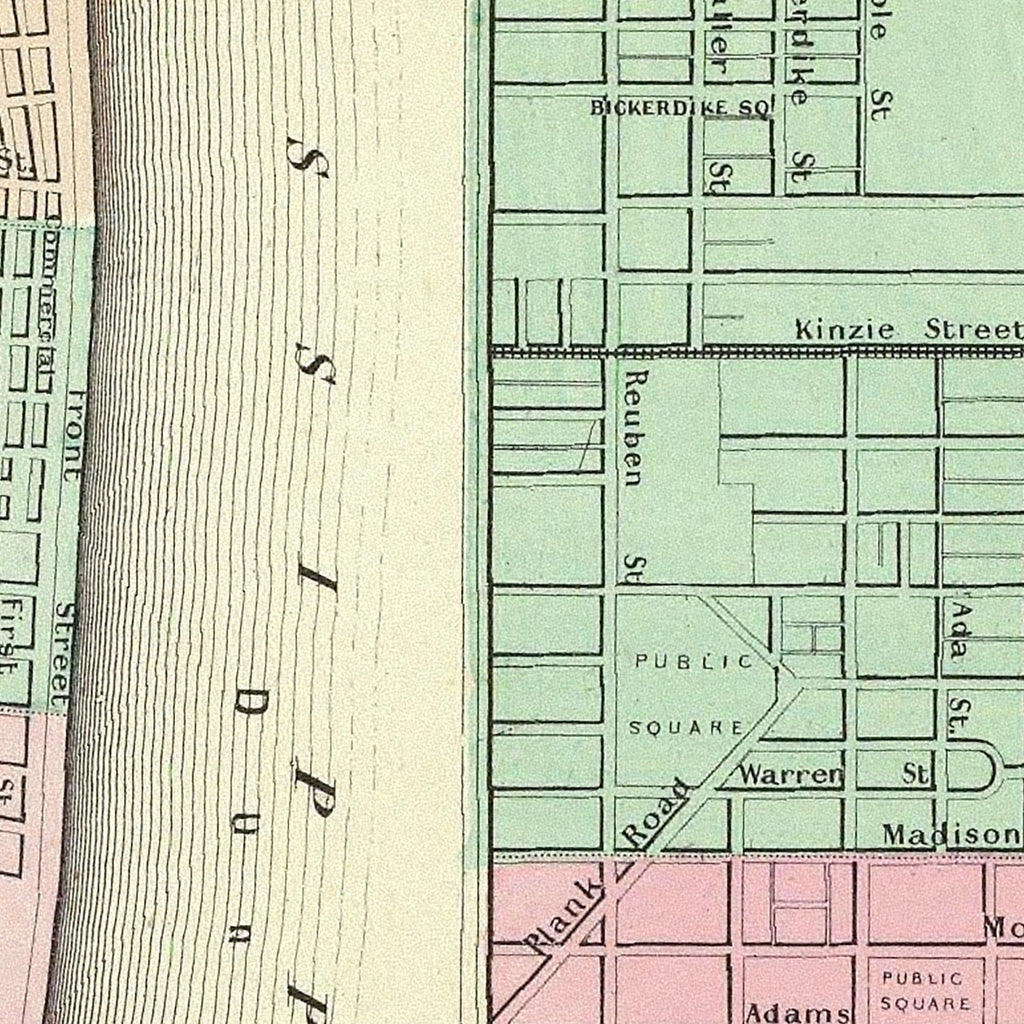 Vintage Map of Chicago, Illinois 1856
