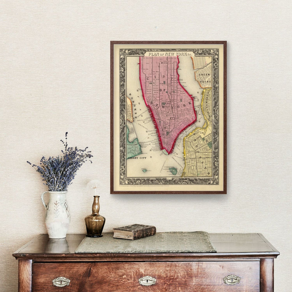 Vintage Map of New York City, New York 1860