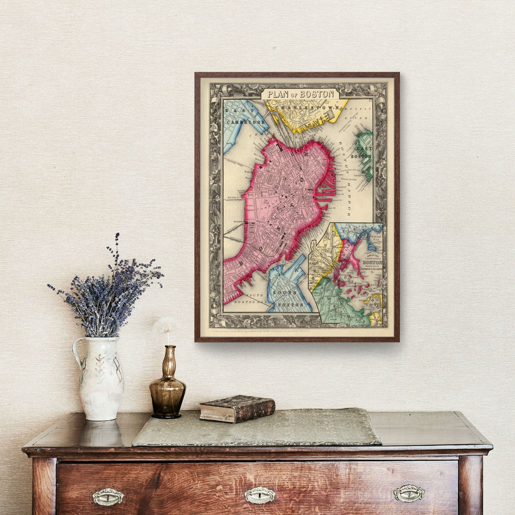 Vintage Map of Boston, Massachusetts 1860