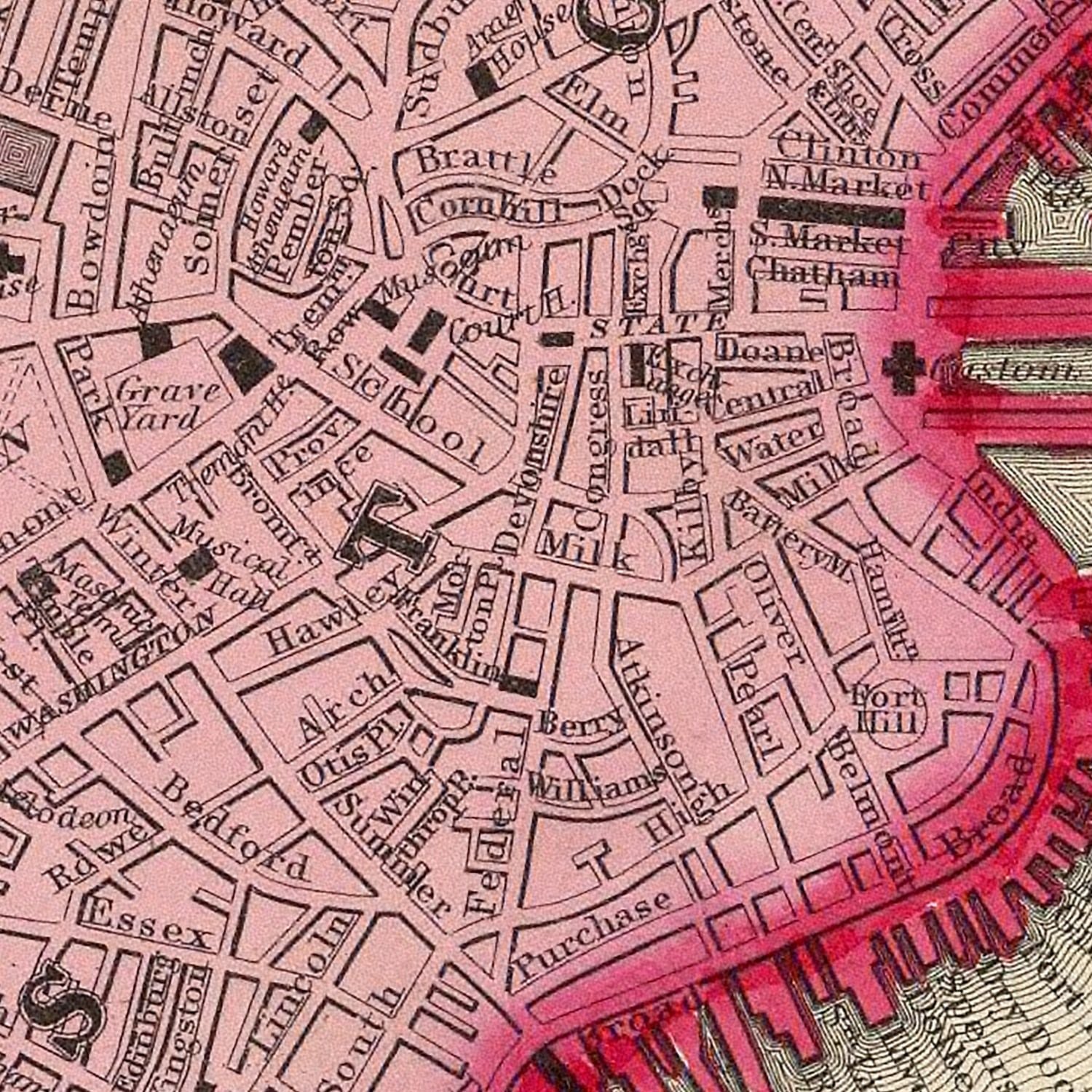 Vintage Map of Boston, Massachusetts 1860