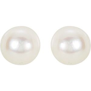 14K Yellow Gold 4 mm Cultured White Akoya Pearl Earrings