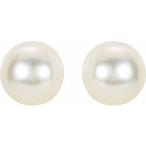 14K White Gold 7 mm Cultured White Akoya Pearl Earrings