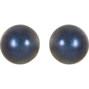 14K Yellow Gold 6 mm Cultured Black Akoya Pearl Earrings