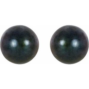 14K Yellow Gold 4 mm Cultured Black Akoya Pearl Earrings