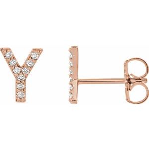 14K Rose Gold .04 CTW Natural Diamond Initial Y Earring