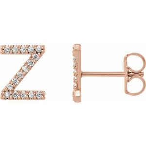 14K Rose Gold .06 CTW Natural Diamond Initial Z Earring
