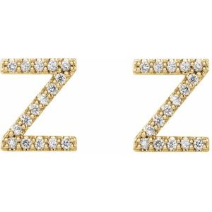 14K Yellow Gold 1/8 CTW Natural Diamond Initial Z Earrings – image 2