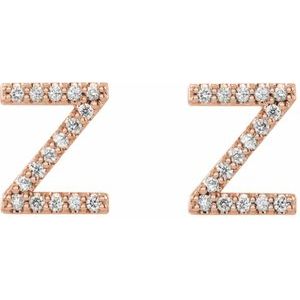 14K Rose Gold 1/8 CTW Natural Diamond Initial Z Earrings – image 2