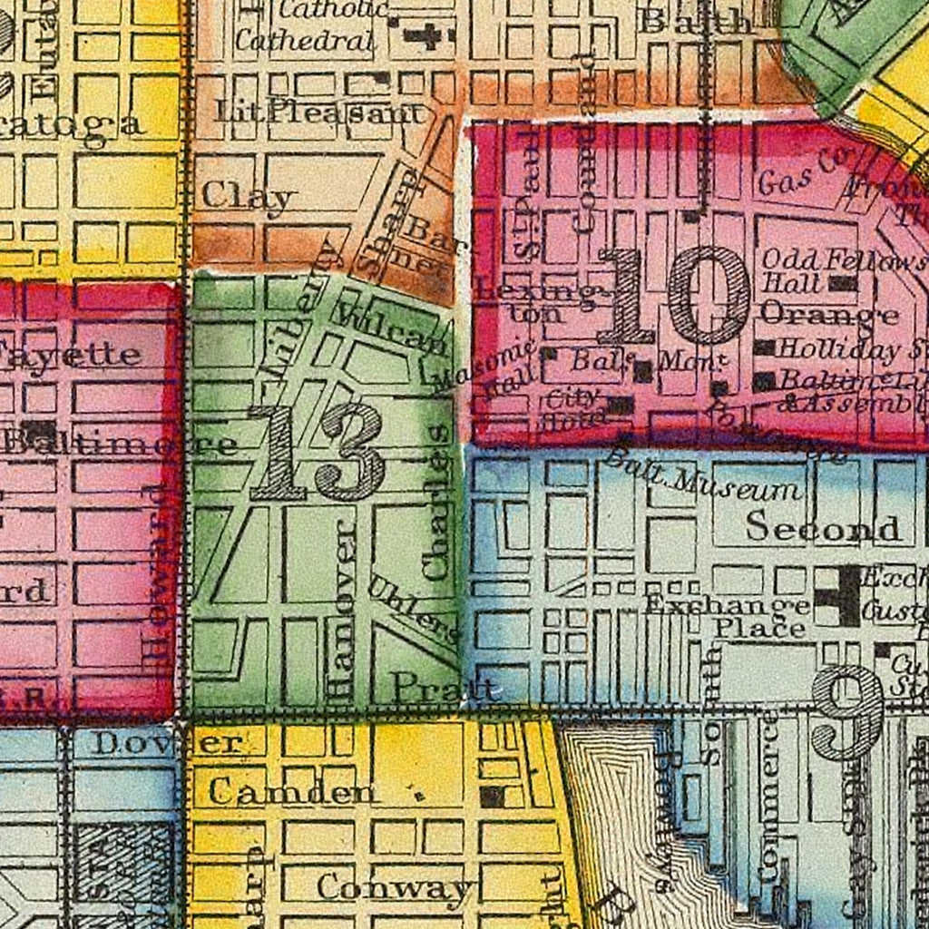 Vintage Map of Baltimore, Maryland 1860