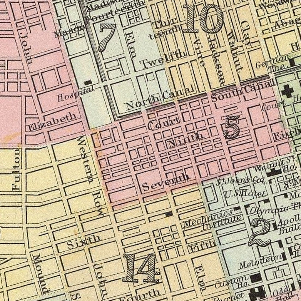 Vintage Map of Cincinnati, Ohio 1860