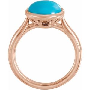 14K Rose Gold 12x10 mm Natural Turquoise Cabochon Ring
