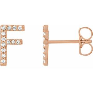 14K Rose Gold .05 CTW Natural Diamond Initial F Earring
