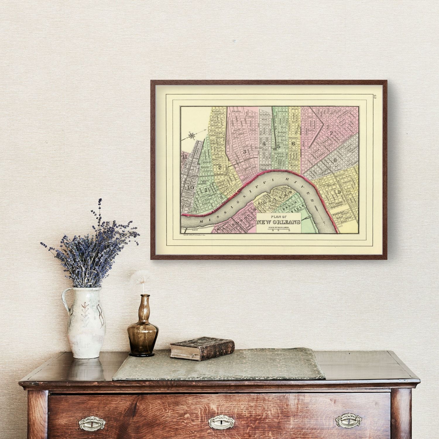 Vintage Map of New Orleans, Louisiana 1890