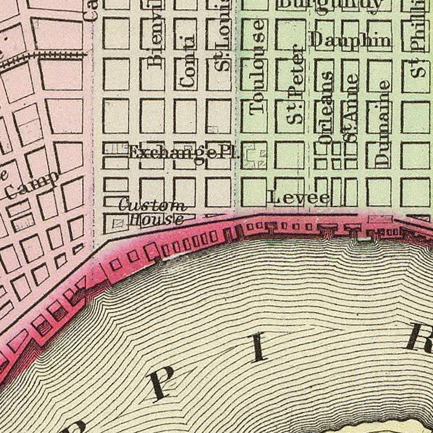 Vintage Map of New Orleans, Louisiana 1890