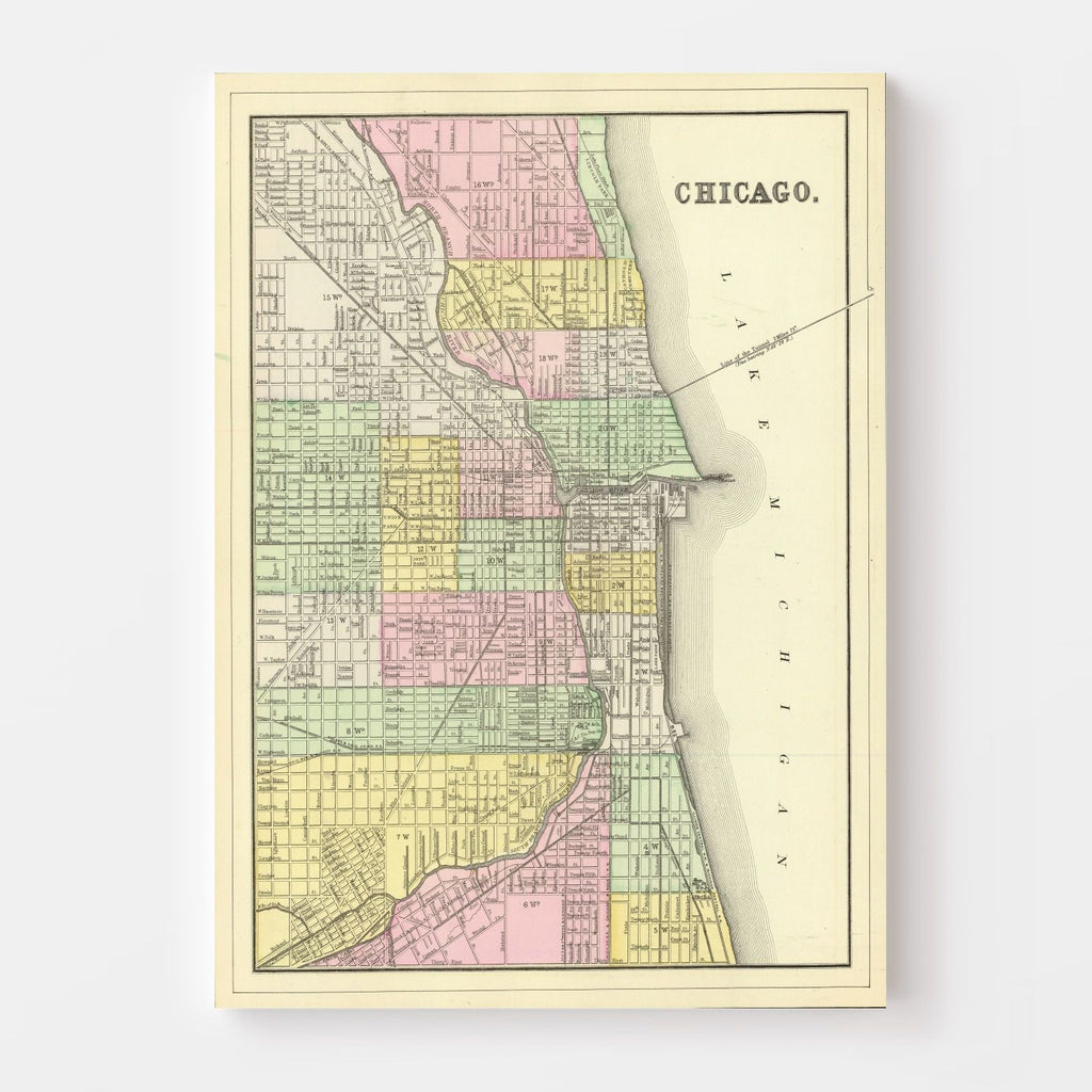Vintage Map of Chicago, Illinois 1890