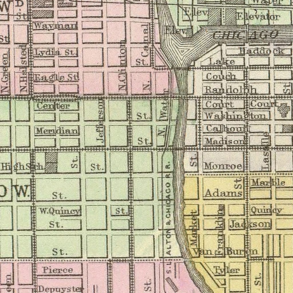Vintage Map of Chicago, Illinois 1890