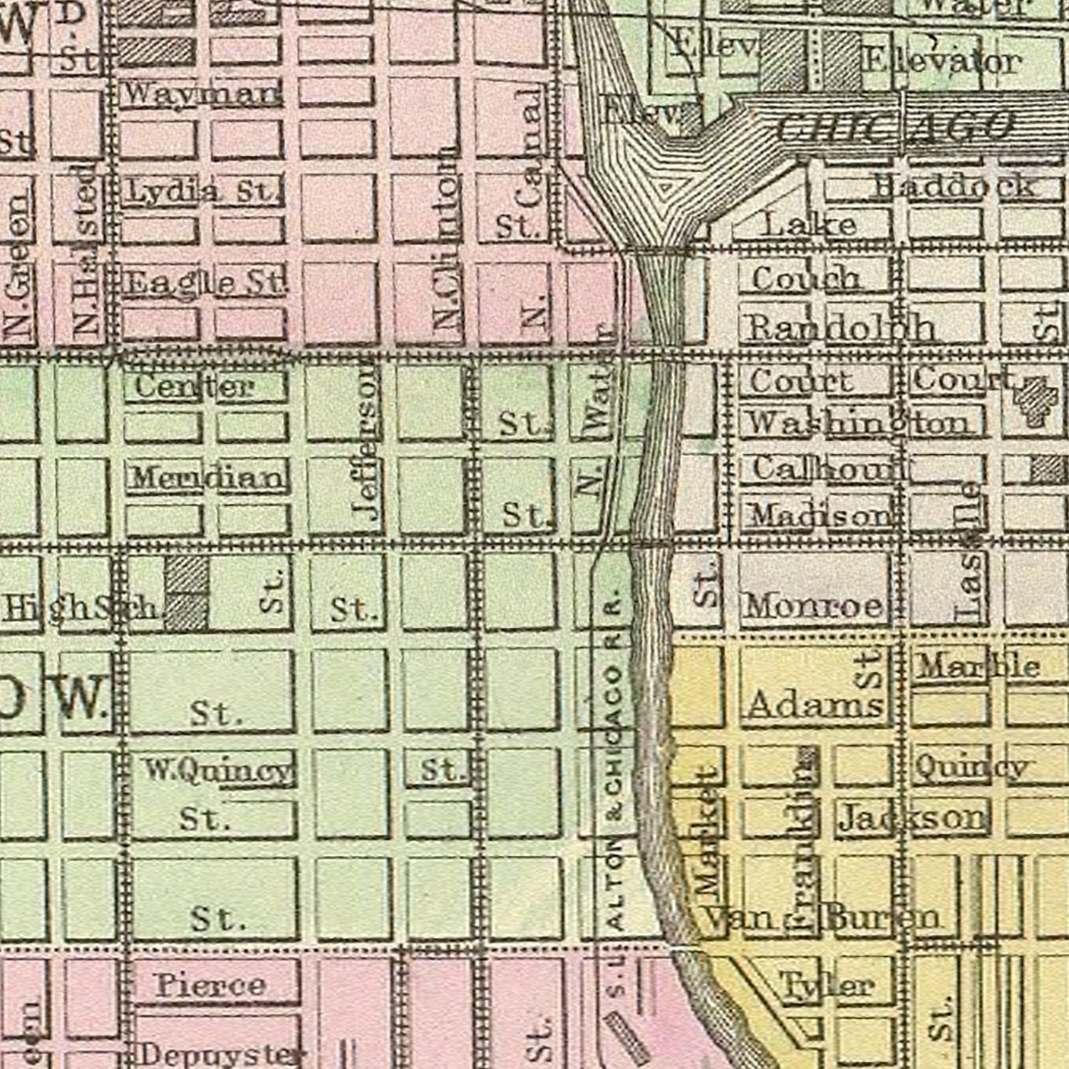 Vintage Map of Chicago, Illinois 1890