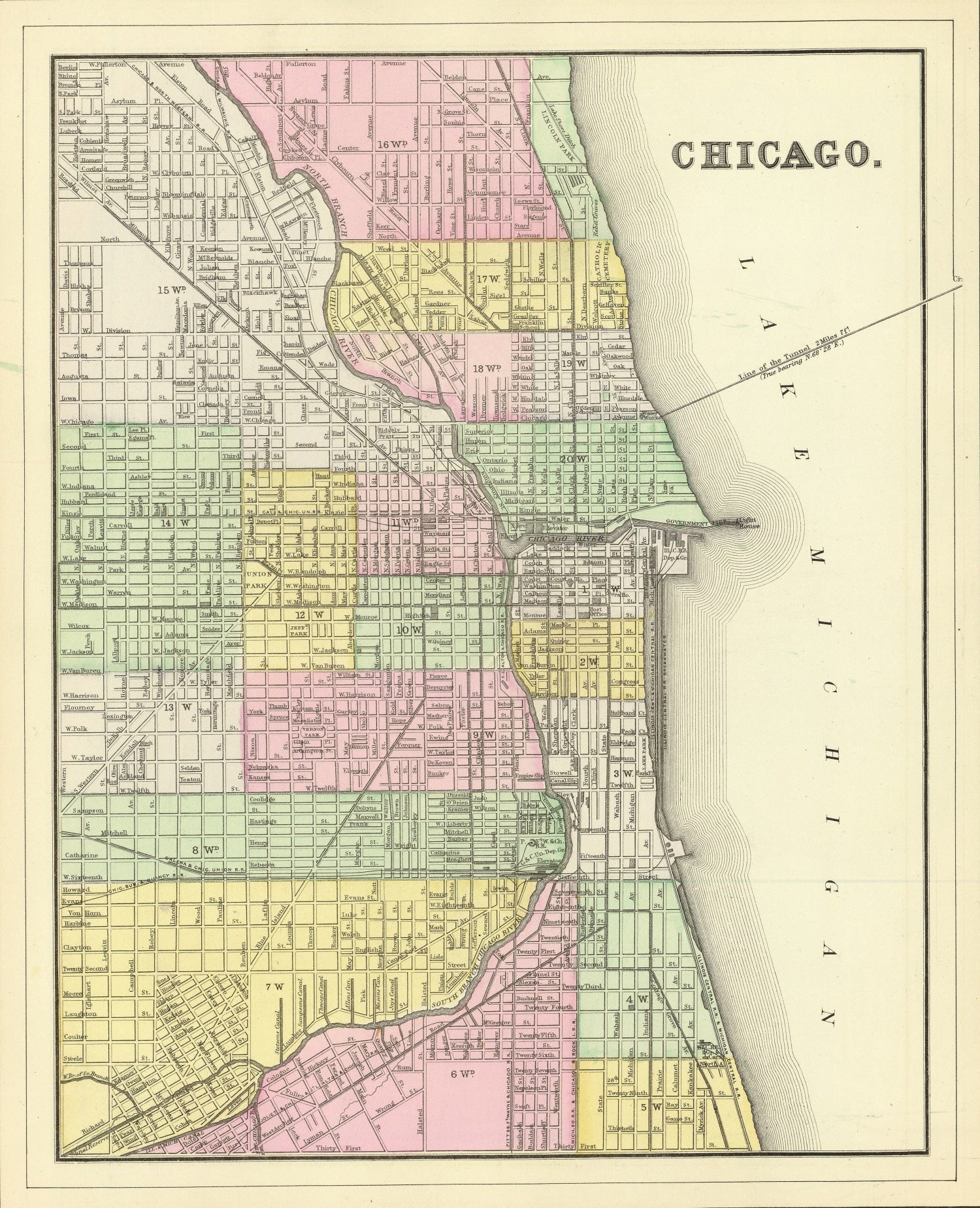 Vintage Map of Chicago, Illinois 1890