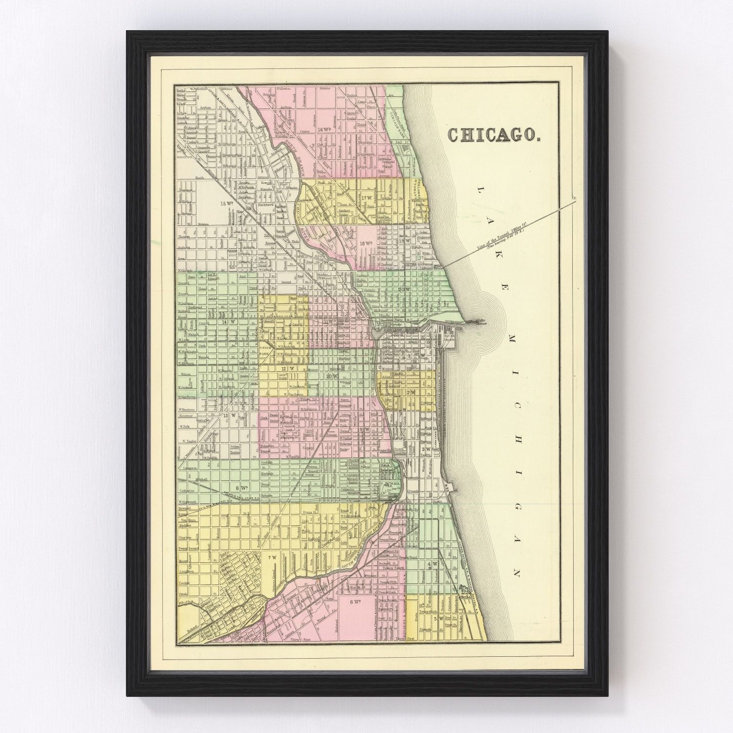 Vintage Map of Chicago, Illinois 1890