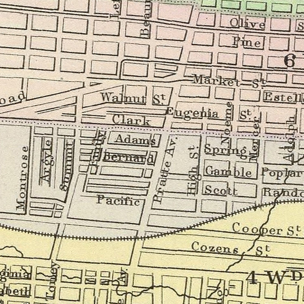 Vintage Map of Saint Louis, Missouri 1890
