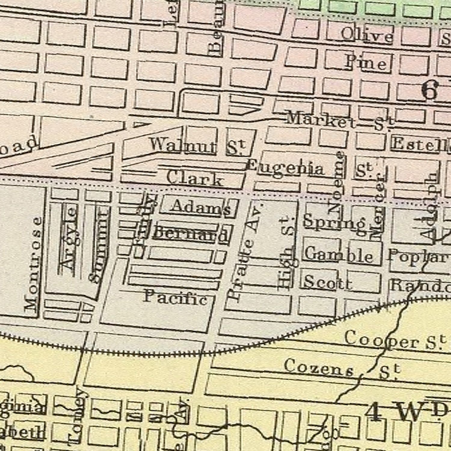 Vintage Map of Saint Louis, Missouri 1890