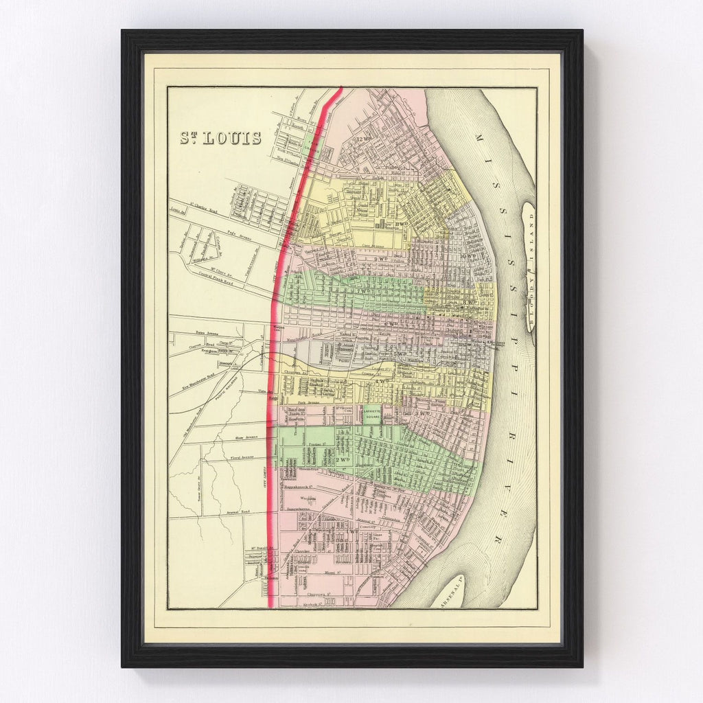Vintage Map of Saint Louis, Missouri 1890