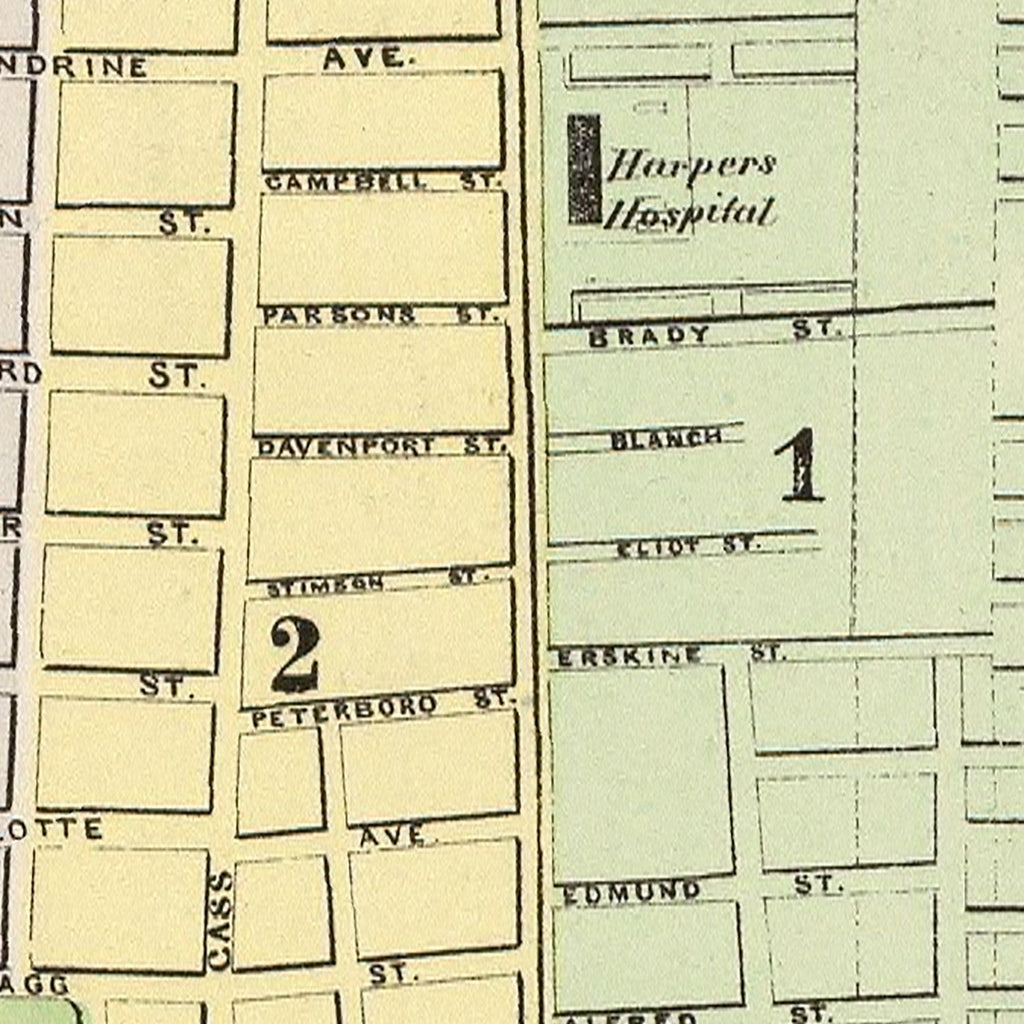Vintage Map of Detroit, Michigan 1890