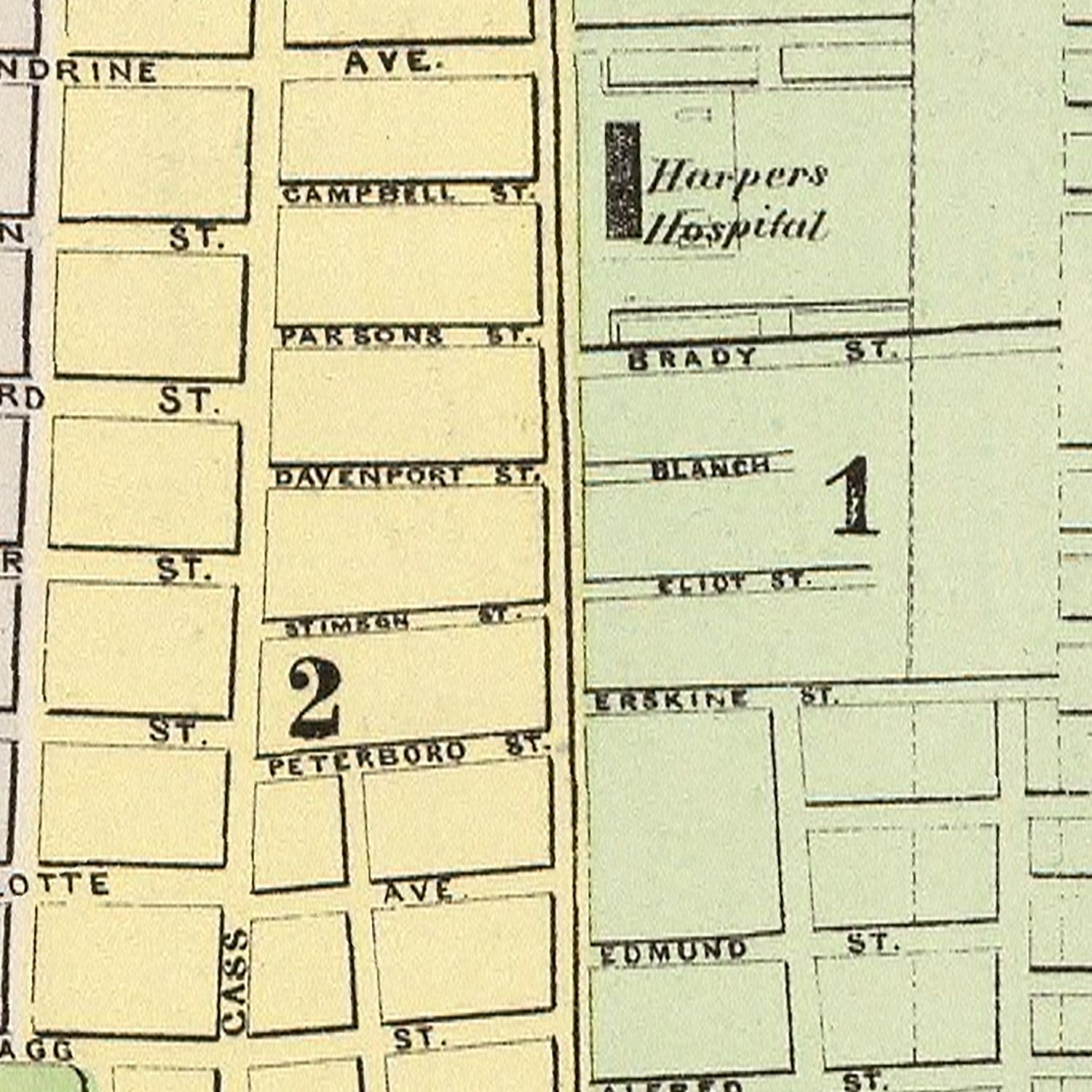 Vintage Map of Detroit, Michigan 1890