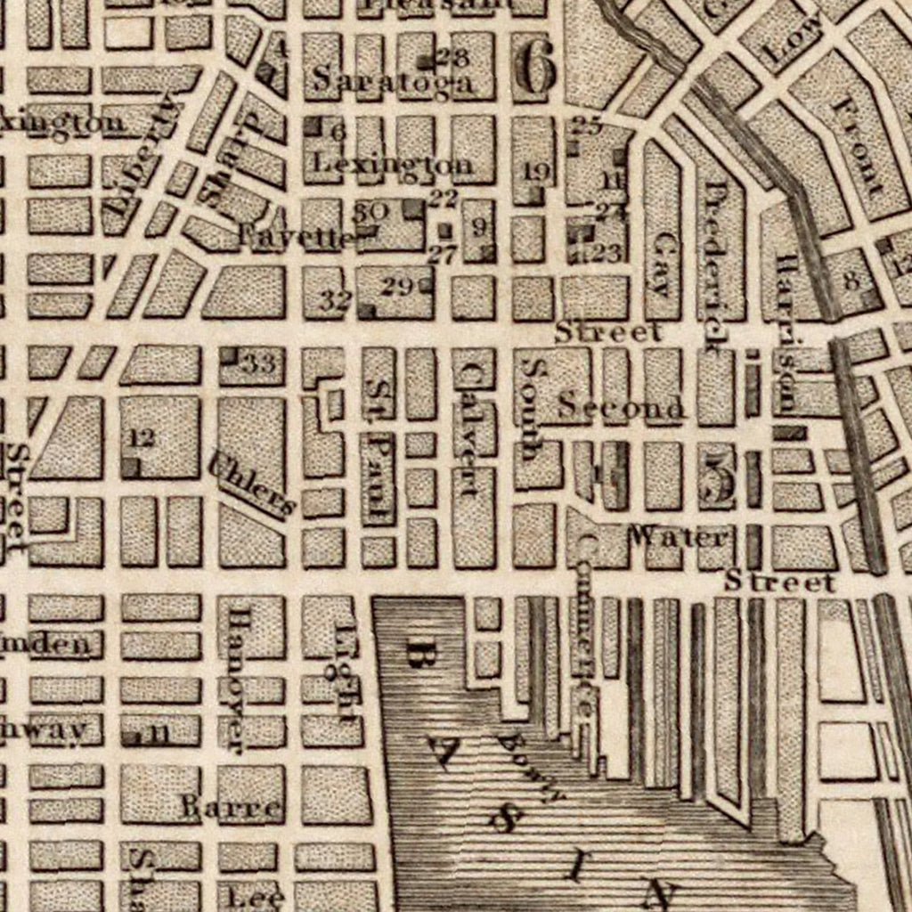 Vintage Map of Baltimore, Maryland 1844
