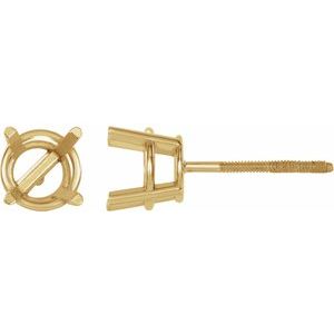 10K Yellow Gold 4.75 mm Round 4-Prong Lightweight Earring Mounting