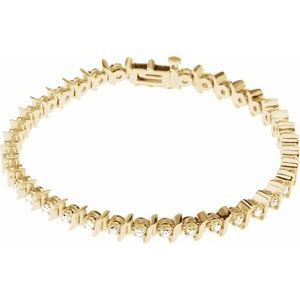 14K Yellow Gold 1 1/2 CTW Natural Diamond Line 7 1/4" Bracelet