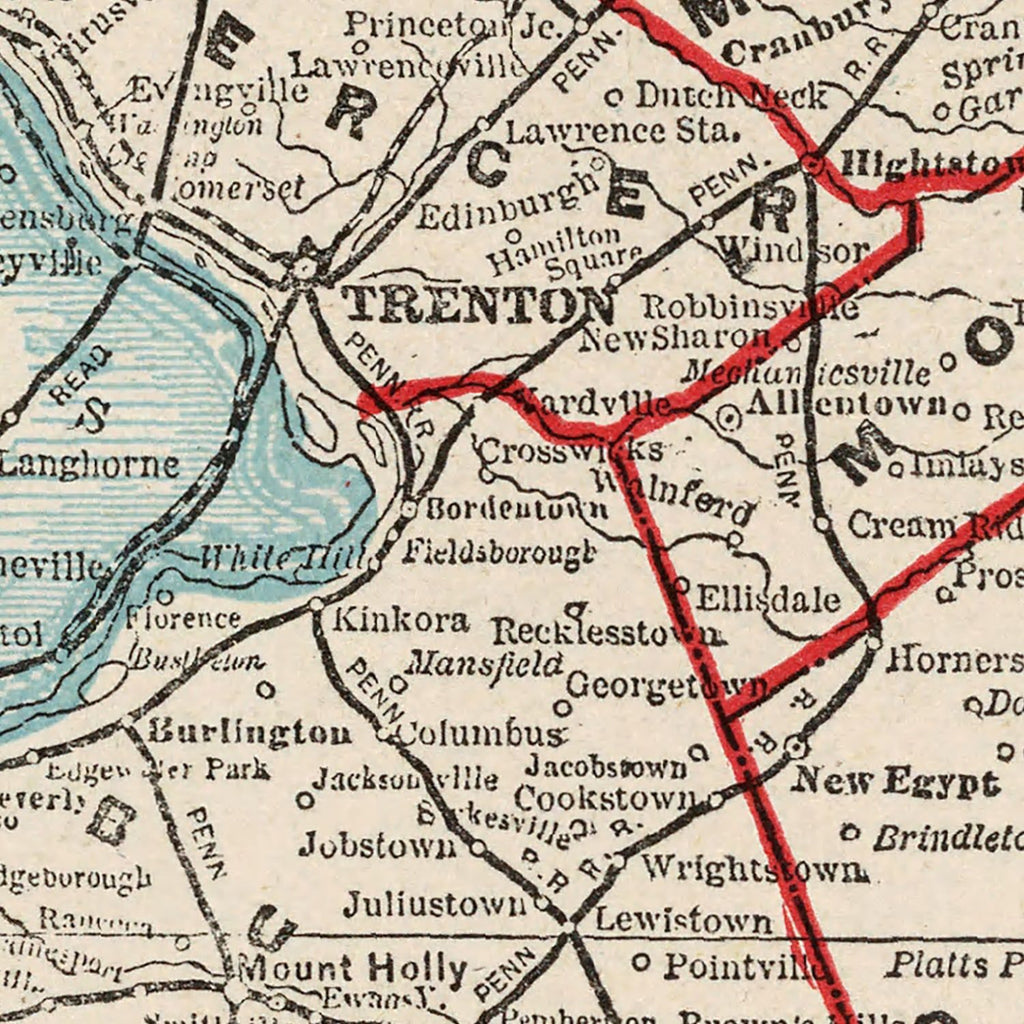 Vintage Map of New Jersey 1893