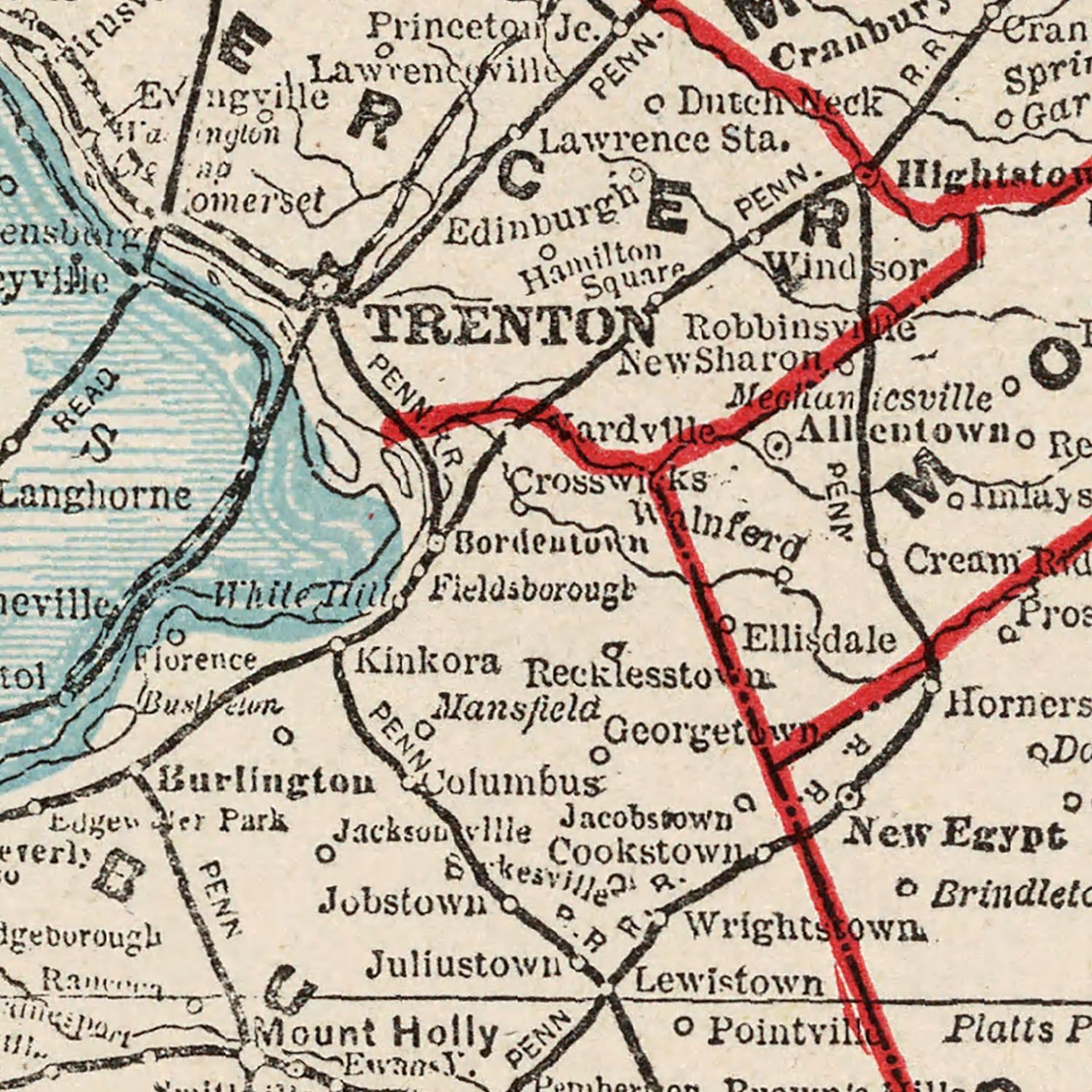 Vintage Map of New Jersey 1893