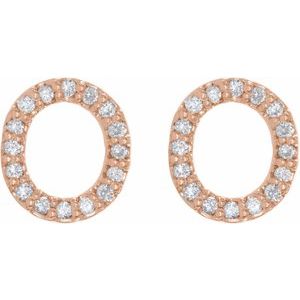 14K Rose Gold 1/8 CTW Natural Diamond Initial O Earrings – image 2