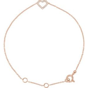 14K Rose Gold .06 CTW Natural Diamond Heart 6-7" Bracelet