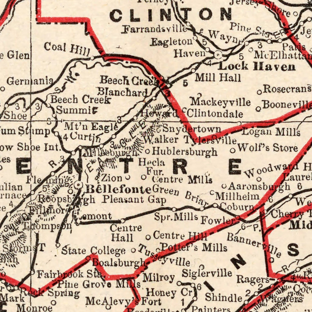 Vintage Map of Pennsylvania 1893