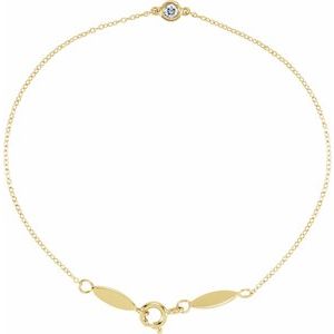 14K Yellow Gold .08 CT Natural Diamond 7" Bracelet