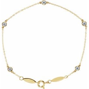 14K Yellow Gold Vermeil 1/3 CTW Lab-Grown Diamond Bezel-Set Station 7" Bracelet