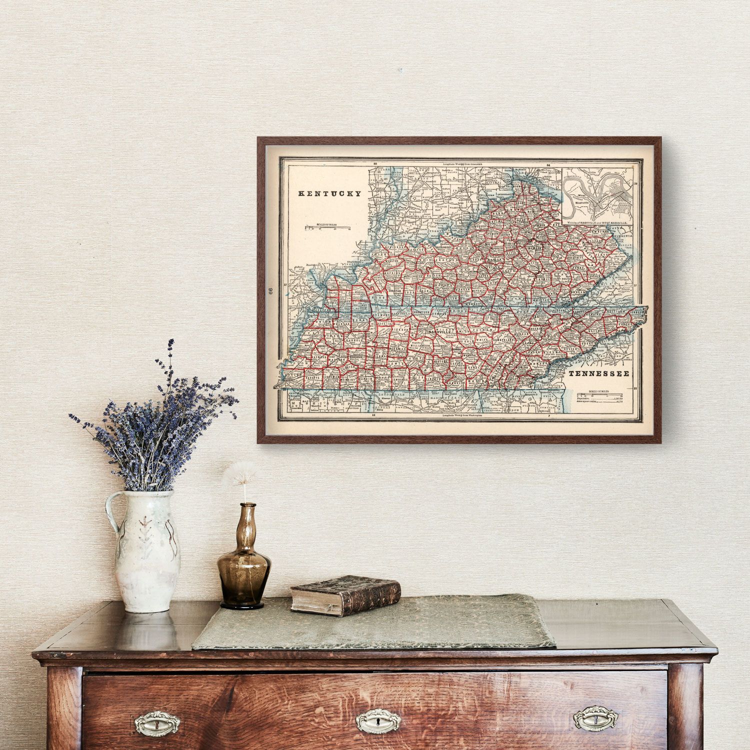 Vintage Map of Kentucky 1893
