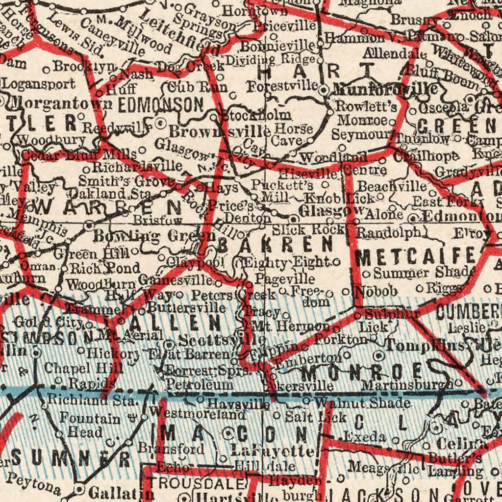 Vintage Map of Kentucky 1893