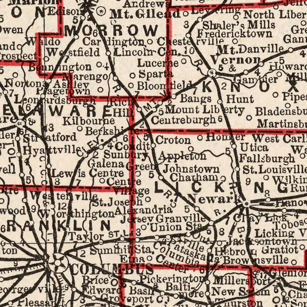Vintage Map of Ohio 1893